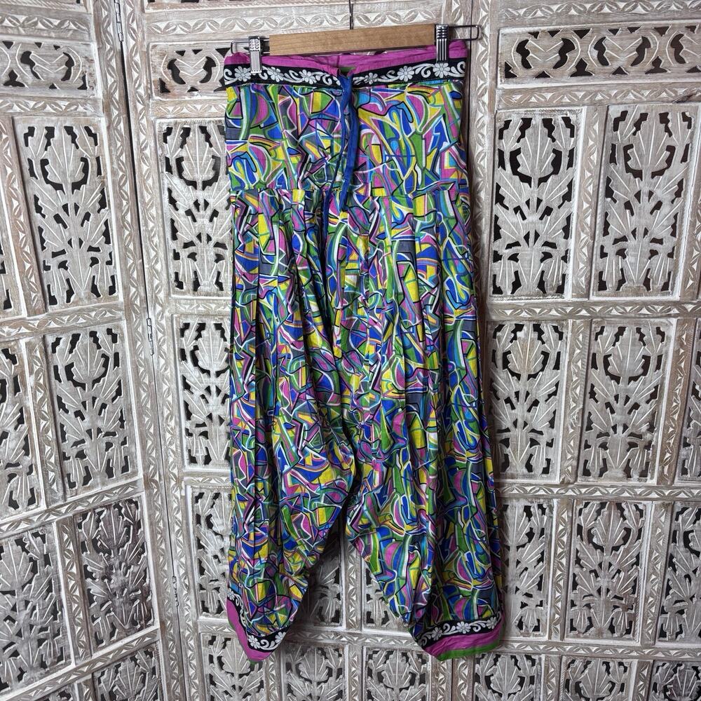 Handmade Boho Balloon Pop Art Print Pants Colorful Vibrant Hippie Harem Festival
